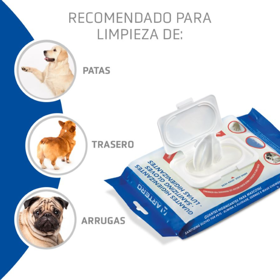 Artero Guantes Antigérmenes Para La Higiene Del Perro Plis Plas Plus