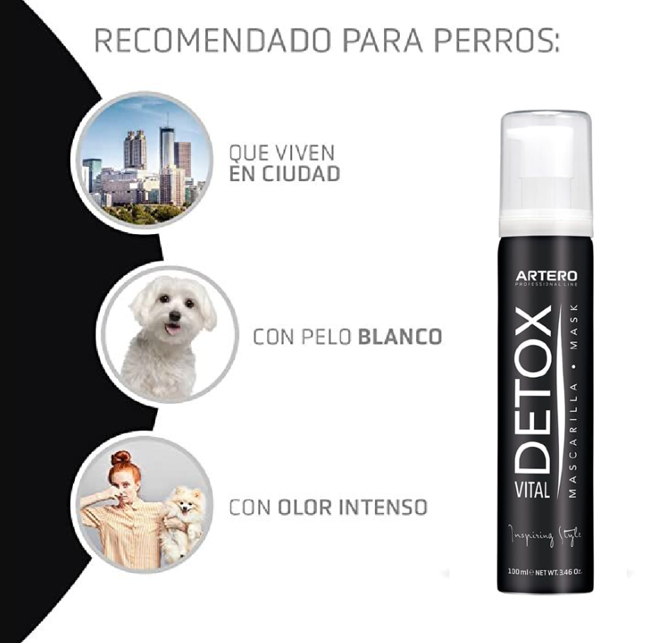 Artero Detox Vital, Mascarilla De Carbón Activo Para Perros y Gatos 90ml